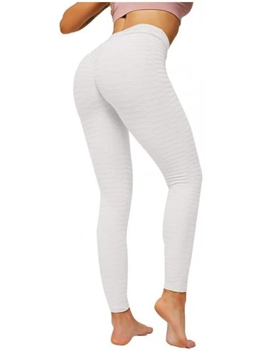 Robes Women's High Waisted Leggings Slimming Scrunch Booty Ruched Butt Lift Yoga Pants - White - C8197YHSM07 $32.04