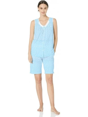 Sets Women's Bermuda Pajama Set - Aqua Fl - CN18HMK7CZK $35.49