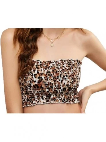 Camisoles & Tanks Women's Bandeau Tube Crop Top Off Shoulder Strapless Tank Top Bottoming Camis Fashion Vest - Leopard Print ...