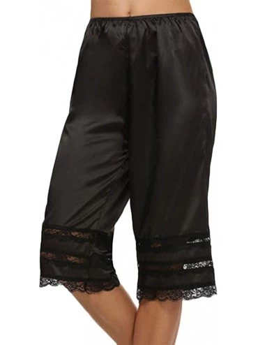 Bottoms Women Lingerie Snip-it Satin Lace Pettipants Half Slips Bloomers Shorts - Black-3 - CU18XGU59ZI $25.48