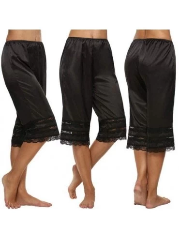 Bottoms Women Lingerie Snip-it Satin Lace Pettipants Half Slips Bloomers Shorts - Black-3 - CU18XGU59ZI $11.71