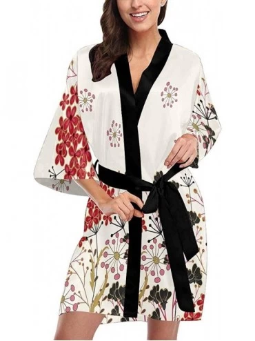 Robes Custom Vintage Cute Flowers Blossom Women Kimono Robes Beach Cover Up for Parties Wedding (XS-2XL) - Multi 1 - CL194TEK...