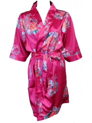 Robes Women's Satin Floral Bride and Bridal Party Robe-Available from Petite to 3X/4X - Fuchsia - CO12O86C4GN $46.70