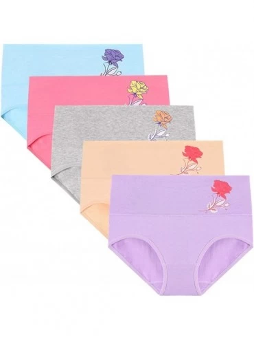 Panties Underwear Women High Waist Briefs Cotton Bamboo Modal Panties C Section - 5 Pack Rose(cotton) - C218M8TAAHD $25.35