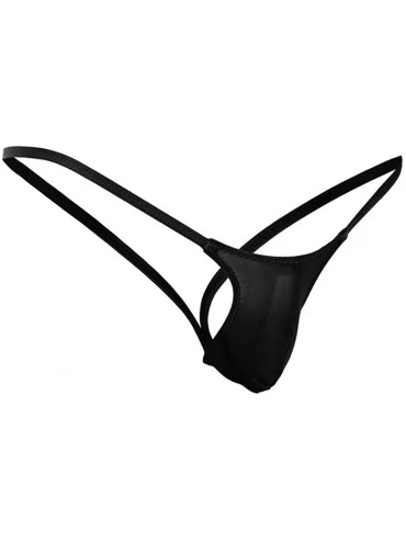 Briefs Men's Pouch Sexy Underwear C Trousers Invisible Lace Underpants Low-Rise Jock Strap - Black4 - CF18A8Z9L5S $16.72