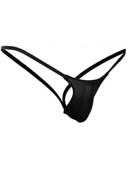 Briefs Men's Pouch Sexy Underwear C Trousers Invisible Lace Underpants Low-Rise Jock Strap - Black4 - CF18A8Z9L5S $11.00
