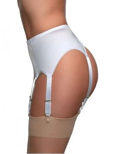 Garters & Garter Belts Women's White Lace Garter Belt 6 Strap Suspender Belt - CB1899QDAUX $25.64