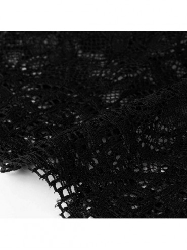 Sets Women Underwear Lace Shorts Set Sleepwear Pajamas Lingerie - Bowknot Backless Nightdress Lace Nightie - Hot Pink - C6195...