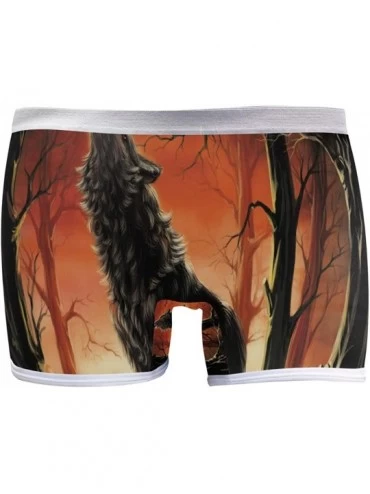 Panties Boyshort Panties Women's Elephant in Dry Tree Soft Underwear Briefs - Full Moon Wolf - CU18SYS26YU $37.18