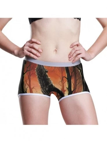 Panties Boyshort Panties Women's Elephant in Dry Tree Soft Underwear Briefs - Full Moon Wolf - CU18SYS26YU $19.83