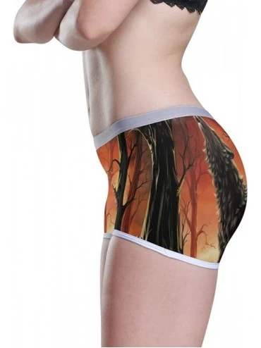 Panties Boyshort Panties Women's Elephant in Dry Tree Soft Underwear Briefs - Full Moon Wolf - CU18SYS26YU $19.83