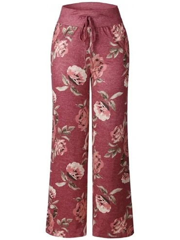 Bottoms Gloous Spring Autumn Drawstring Trousers Women American Flag Wide Leg Pants Leggings - Red-1 - CI1993RKQWK $12.51