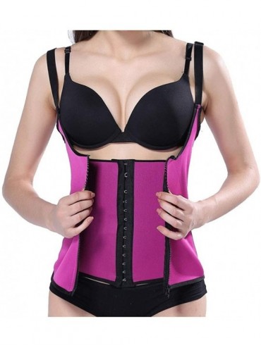 Shapewear Women Shaper Vest Zipper Body Shaper Slimming Vest Waist Trainer Belt - Hot Pink - CF19C5N6D8Y $42.53