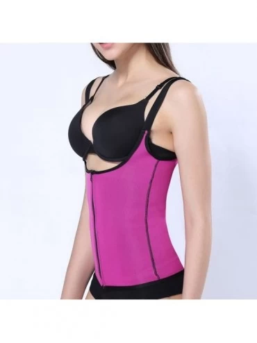 Shapewear Women Shaper Vest Zipper Body Shaper Slimming Vest Waist Trainer Belt - Hot Pink - CF19C5N6D8Y $42.53