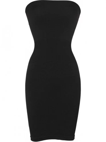 Shapewear Seamless Smoother Tube Slip Dress - Black - CQ11CVESLNX $20.86