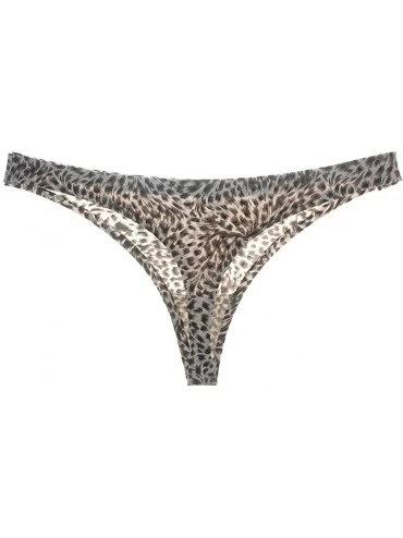 Bustiers & Corsets Female Underwear Sexy Leopard Pattern ice Silk Low Waist Seamless Ladies T-Thong - Beige - CQ18S4Y28RR $8.24