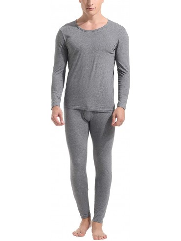 Thermal Underwear Mens Cotton Thermal Underwear Long Johns Base Layer Set - Lightweight-gray - CA18GOSKRMI $61.52