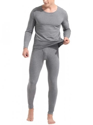 Thermal Underwear Mens Cotton Thermal Underwear Long Johns Base Layer Set - Lightweight-gray - CA18GOSKRMI $30.76
