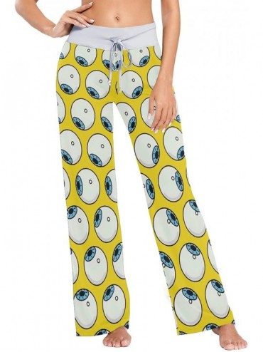 Bottoms Eyeballs On Yellow Women's Pajama Pants Comfy Drawstring Lounge Pants Sleepwear - C319DSWOUG4 $68.74