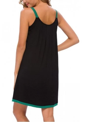 Nightgowns & Sleepshirts Women Cotton Sleeveless Tank Nightgowns Wide Strap Chemise Full Slip Sleep Dress - Black - C718YTZ7M...