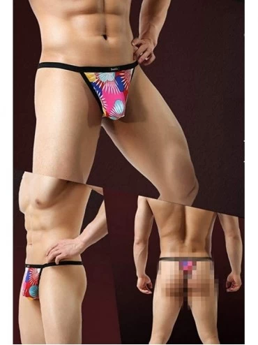 Briefs Men's Colorful Mesh Translucent Low Waist U Convex Thongs Traceless Briefs - Color05 - CQ18SKOIG8R $13.27
