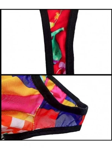 Briefs Men's Colorful Mesh Translucent Low Waist U Convex Thongs Traceless Briefs - Color05 - CQ18SKOIG8R $13.27