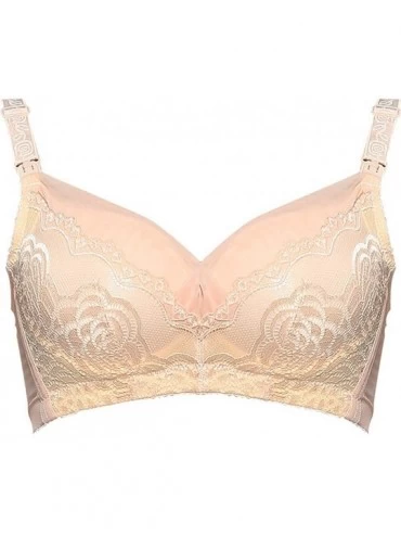 Bustiers & Corsets Women's Adjustable Sports Upper Closure Extra-Elastic Breathable Lace Trim Bra - Beige - CK18YYT9ZN4 $16.34
