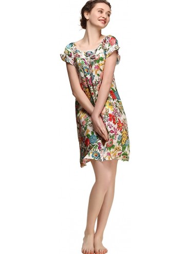 Nightgowns & Sleepshirts LoveSilk Women's 100% Pure Silk Sleepwear Dress Nightgown - Pattern 1 - CA18CO53K47 $94.35