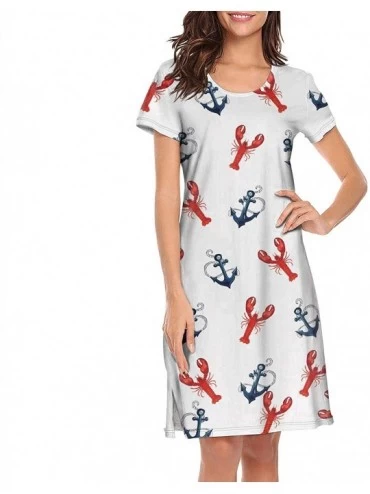 Nightgowns & Sleepshirts Women's Lady Bugs Nightgown Short Sleeve Sleepshirts Dress - White-146 - CG18ANEHU7Q $49.24