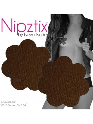 Accessories Lace Petal Nipztix Pasties Nipple Covers for Festivals Raves Medical Grade Adhesive Waterproof Made in USA - Choc...