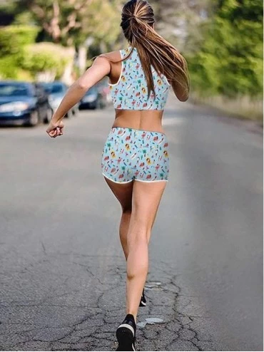 Sets Women's Crop Top Workout Shorts 3D Printed Camisole Cami Vest Yoga Tank Tops Fitness Soft Hot Pants - Hawaii - CU190XGL6...