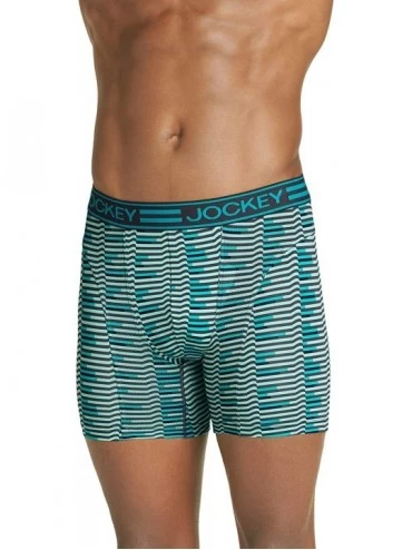 Boxer Briefs Men's Underwear Sport Cooling Mesh Performance Boxer Brief - Aqua Stripe - CZ18UZY04YS $23.34