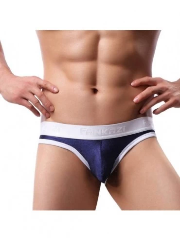 Briefs Mens Sexy Underwear Shorts Underpants Cotton Briefs Panties Mens - Dark Blue - CP18O3YZ0ZR $13.86