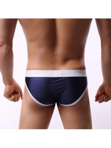 Briefs Mens Sexy Underwear Shorts Underpants Cotton Briefs Panties Mens - Dark Blue - CP18O3YZ0ZR $13.86