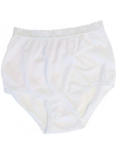Panties Women's Nylon Lace Trim Panties Full Cut Briefs - Pack of 3 - White - CQ17Y04D339 $30.00