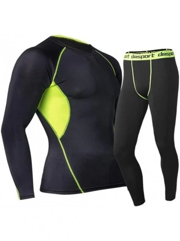 Thermal Underwear Mens Long Thermal Underwear Stretchy Sport Winter Base Layering Set Top and Bottom - CS192KS6EZ2 $29.07