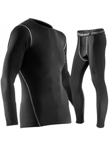 Thermal Underwear Mens Long Thermal Underwear Stretchy Sport Winter Base Layering Set Top and Bottom - CS192KS6EZ2 $29.07