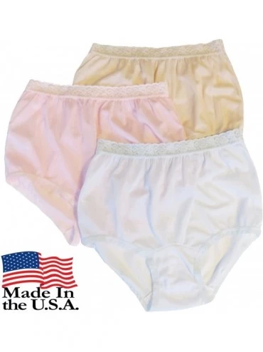 Panties Women's Nylon Lace Trim Panties Full Cut Briefs - Pack of 3 - White - CQ17Y04D339 $16.85