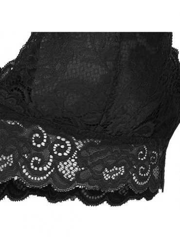 Bras Lace Bralettes for Women Padded Breathable Sexy Racerback Lace Bra Bustier Crop Top - Z01-black - CS19CK348RS $16.09