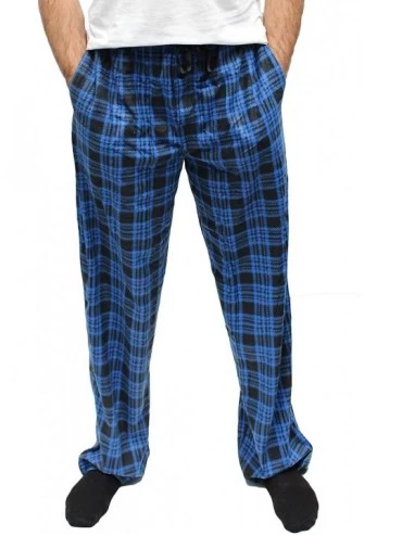 Sleep Bottoms Men's Microfleece Pajama Pant - Navy/Black Plaid - CV18LTITAYX $49.49