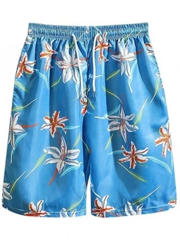 Boxers Men's Print Shorts- Summer Hot Beach Shorts Men Quick Dry Pants Sportswear Short - Blue - CQ196STU8MW $11.92