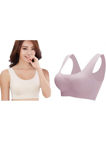Bras Ultra-Thin Women Plus Size Ice Silk Comfort Bra in Yoga for Girls - White+pink - CJ190LI3S2D $38.01
