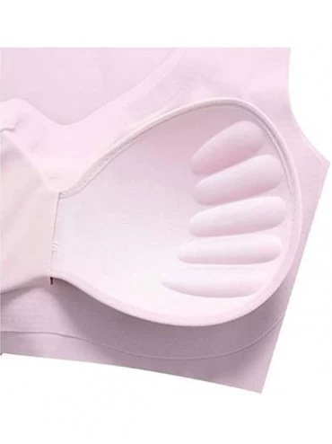 Bras Ultra-Thin Women Plus Size Ice Silk Comfort Bra in Yoga for Girls - White+pink - CJ190LI3S2D $14.66