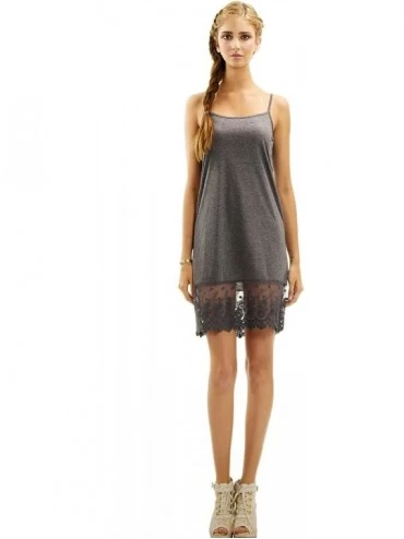 Slips Women's Lace Knit Full Slip Extender for Short Dresses- Tunics and Sweaters - Charcoal Grey - CS12I3QP7P7 $19.24