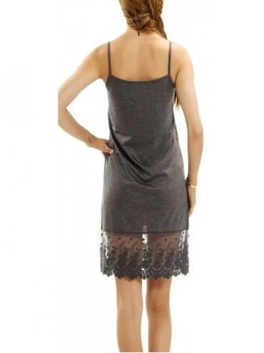 Slips Women's Lace Knit Full Slip Extender for Short Dresses- Tunics and Sweaters - Charcoal Grey - CS12I3QP7P7 $19.24