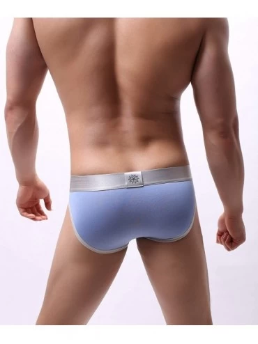 Briefs Breathable Cotton Underwear Men's Fashion Wide Belt Briefs Underpants - Rose / Orange / Light Blue - CC18U769ZRC $20.73