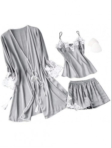 Camisoles & Tanks Women's Sexy Satin Robes and Nightgown Bridesmaid Bride Party Kimono Robe Bathrobe Camisole Nightgown 3pc -...