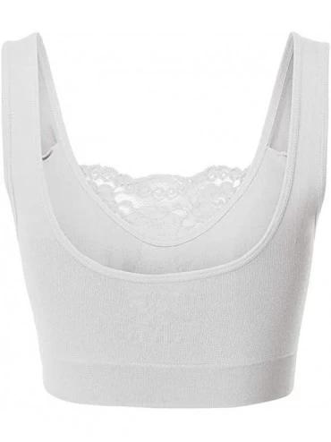 Bras Women Plus Size Lingerie Corset Lace Floral Bralette Bralet Bra Tank Tops Cami Crop Underwear - White - CP19C2H3YA6 $17.43