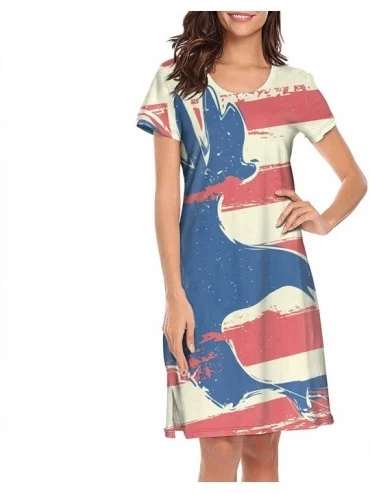 Nightgowns & Sleepshirts Women's Nightgown Eagle Grungy Stars American Flag Pullover Graphic Short Sleeve Slip Dress - Eagle ...