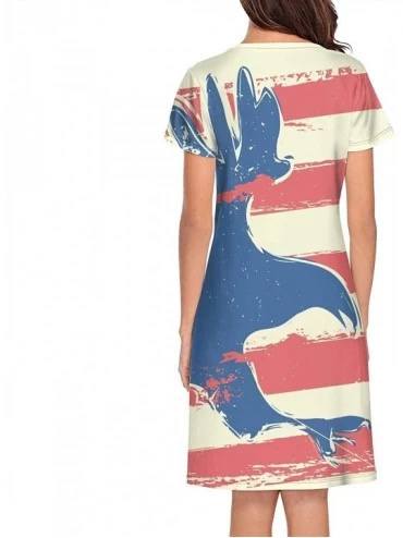 Nightgowns & Sleepshirts Women's Nightgown Eagle Grungy Stars American Flag Pullover Graphic Short Sleeve Slip Dress - Eagle ...